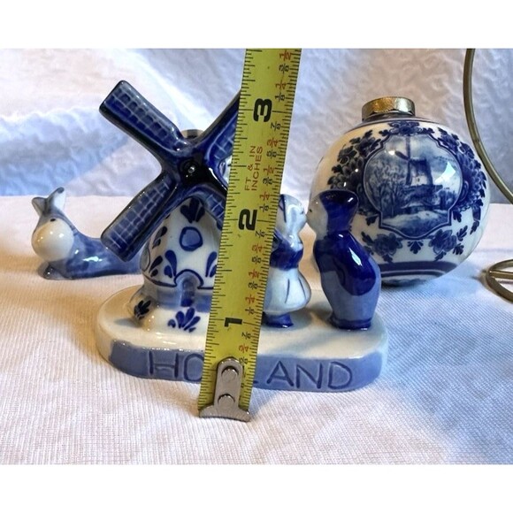 vintage Delft Blue Holland figurines Kissing Couple Windmill Ornament Rabbit - Picture 6 of 16